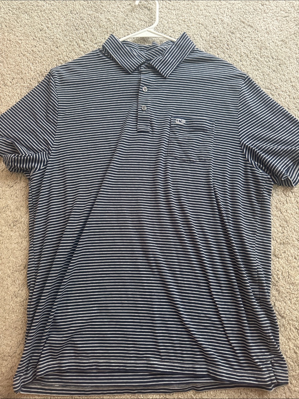 Vineyard Vines Navy & White Striped Polo